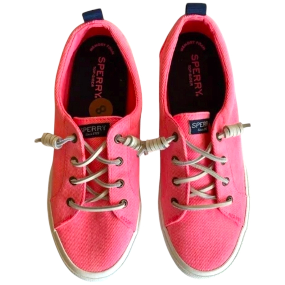 SPERRY Top Sider Hot Pink Canvas Preppy Casual Sneaker Boat Shoe Size 10